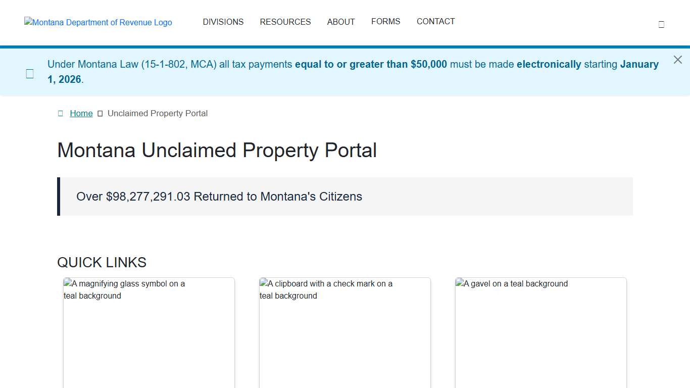 Montana Unclaimed Property Portal