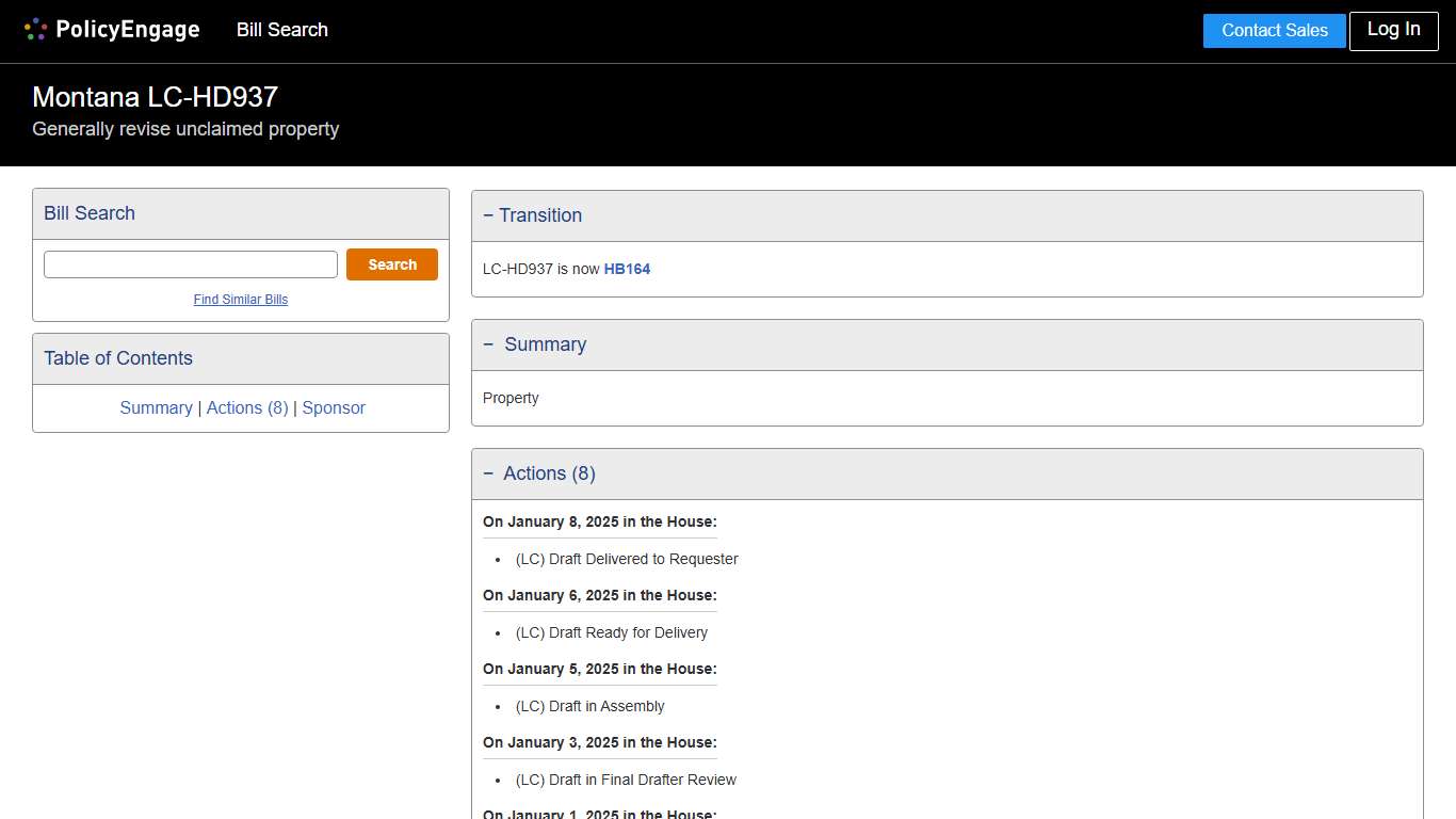 LC-HD937 | Montana 2025-2026 | Generally revise unclaimed property - Legislative Tracking | PolicyEngage