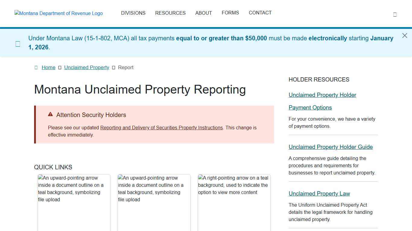 Montana Unclaimed Property Reporting