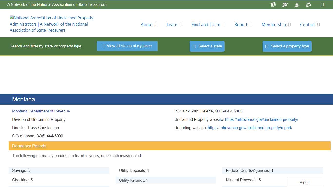 Montana – National Association of Unclaimed Property Administrators (NAUPA)