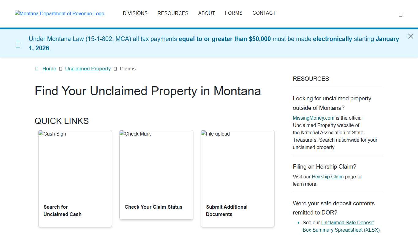 Find Your Unclaimed Property in Montana